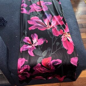 Floral Black and Pink Maxi Skirt